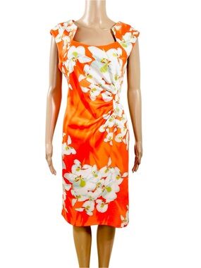 Shelby & Palmer Orange Floral Midi Dress